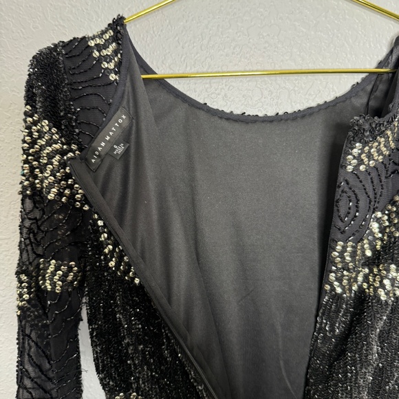Pre-Owned women's Aidan Mattox Fully Beaded Sequin Dress With sleeves size 6 - Picture 8 of 10